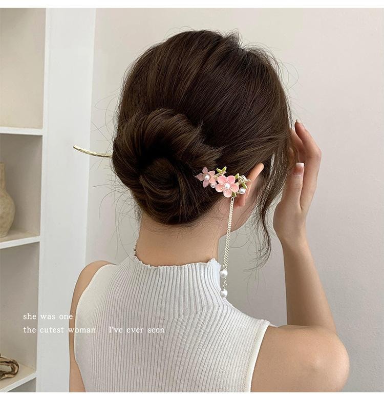 FOXTAIL 古风发簪 流苏花朵发簪 女新中式 高级感小众 古风盘头发钗簪子 汉服旗袍发饰 - 竹子团扇 1支