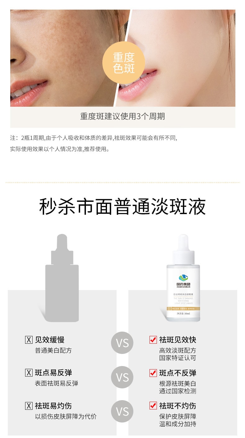 【中國直郵】國藥 日出傾城美白淡斑液 30ml