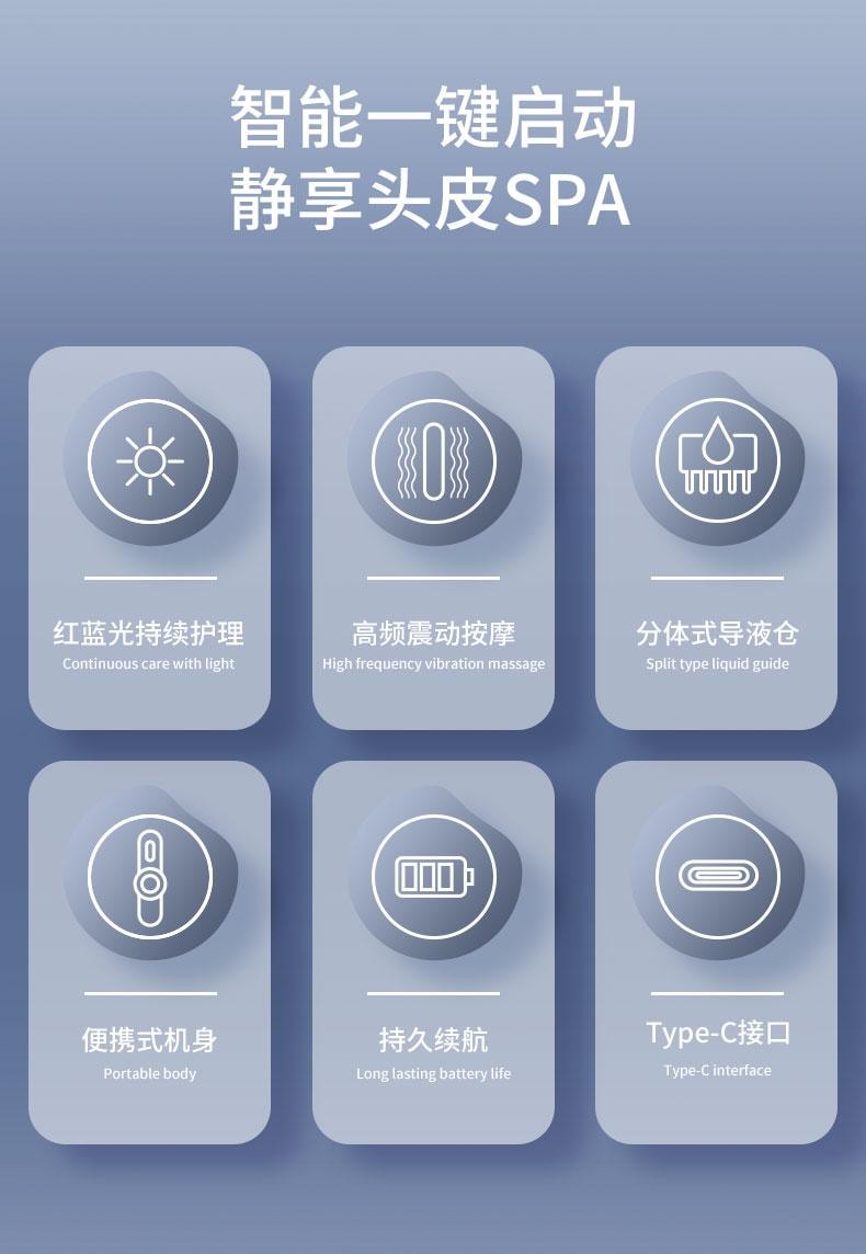 【中國直郵】 晶雅家 頭皮上藥器米諾上藥器滾珠紅藍光電動按摩梳生發育髮梳 黑色 170g 一台裝