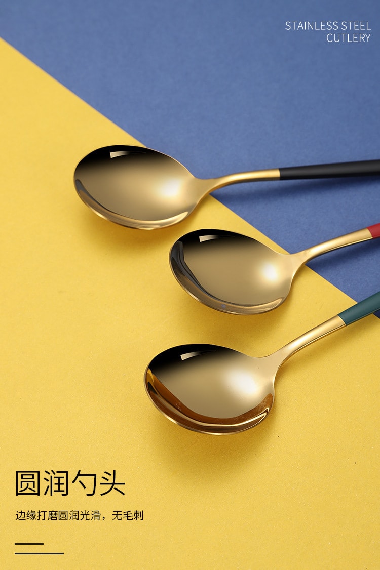 【中国直邮】亲太太不锈钢餐具便携套装筷子勺子餐具盒     绿金勺筷+对合盒