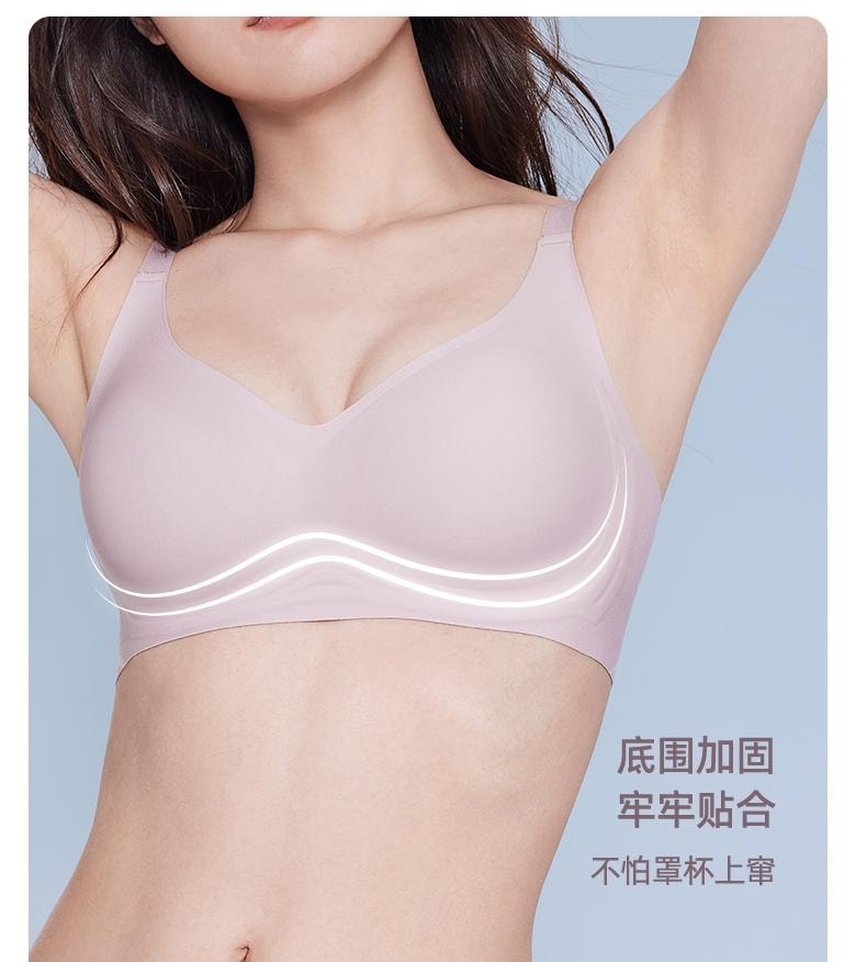 幸棉灰紫色M码薄款贴贴杯文胸女舒适无痕收副乳文胸小胸聚拢无钢圈软支撑内衣