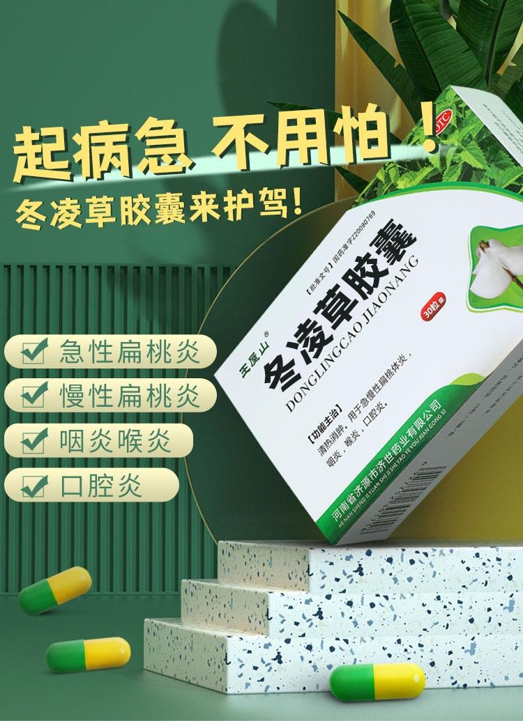 【中國直郵】王屋山 冬凌草膠囊 除根止咳 治療慢性咽喉炎專用藥片0.3g*30粒 x 1盒
