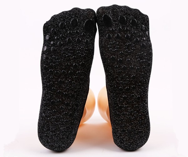 Black Anti-skid Yoga Socks Elastic Comfortable Dance Socks with Non-slip Rubber Soles Hollow-out 1 Pair