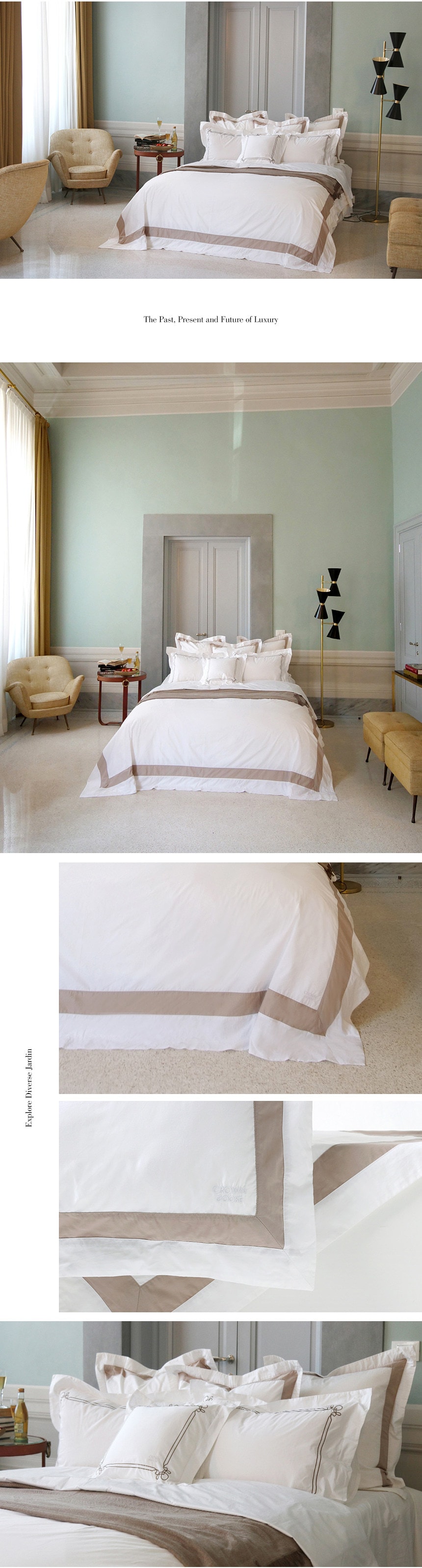 Luxurious Duvet Cover Set Premium 100% Cotton 100S (500 TC) - Jardin Collection #Beige King Size