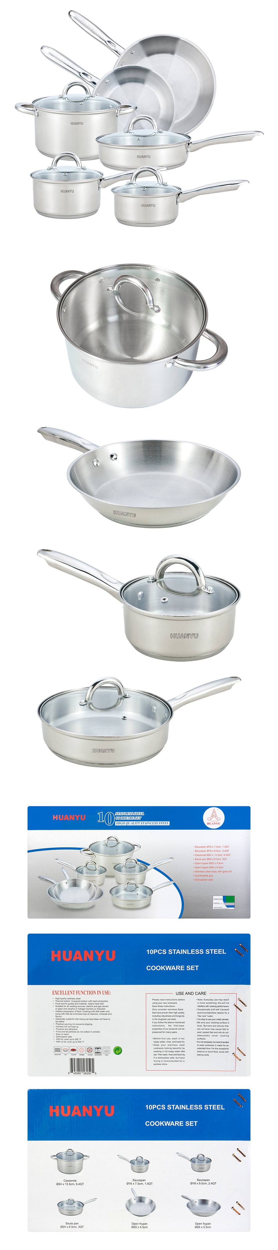 10 Piece Stainless Steel Cookware Set (pots and pans)