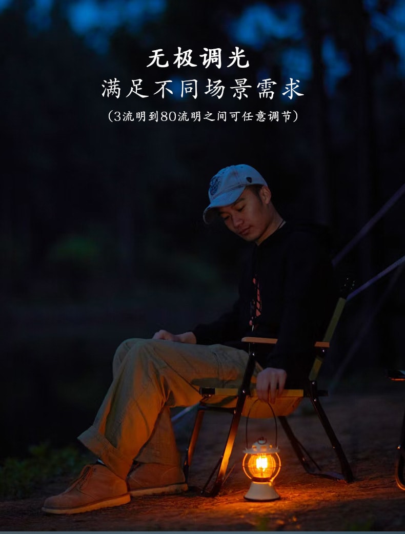 【中国直邮】BLACKDEER黑鹿户外映月露营灯复古LED手提氛围装饰营地帐篷照明灯  青荷