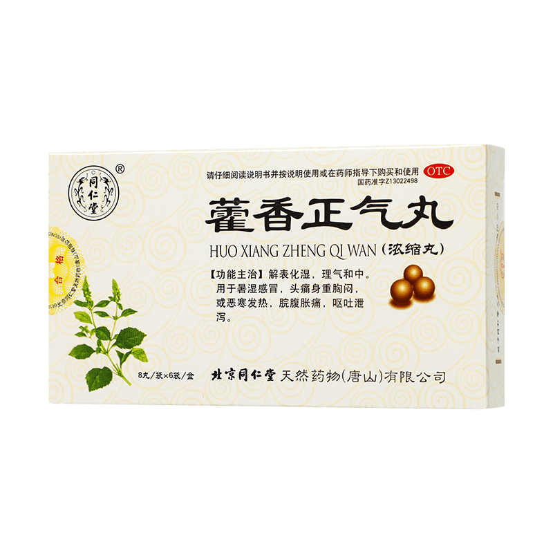 北京同仁堂 同仁堂 藿香正气丸 (浓缩丸) 8丸*6袋解表化湿理气和中外感风寒内