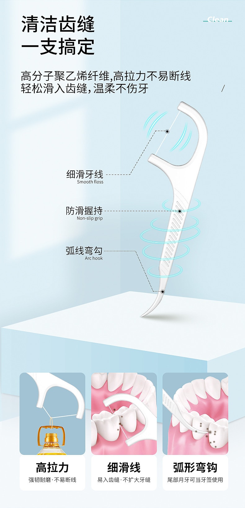 【中国直邮】荣俏  牙线棒牙线一次性牙线   88支装智能自动牙线盒