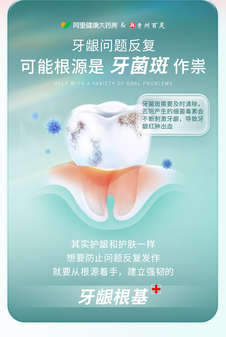 【中国直邮】贵州百灵 医用口腔护理脱敏膏 治口腔牙周炎牙齿松动 120g/支