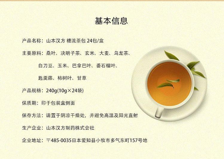 日本YAMAMOTO山本汉方 糖流茶包 24包入 EXP: 2023.11