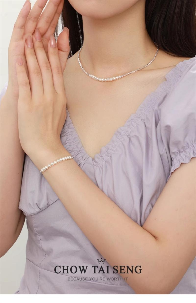 【中国直邮】  周大生 碎银子几两珍珠手链女轻奢小众高级感 手链 1个装