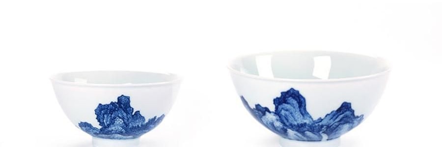 蓝印东方 相伴见山 景德镇青花陶瓷餐具碗盘 饭碗圆碗 米饭碗 4.5" *4【4份超值装】