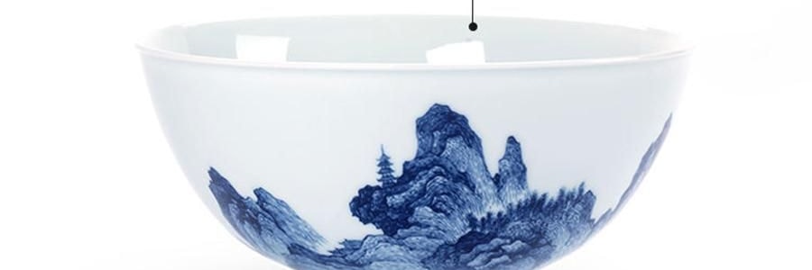 蓝印东方 相伴见山 景德镇青花陶瓷餐具碗盘 饭碗圆碗 米饭碗 4.5" *4【4份超值装】