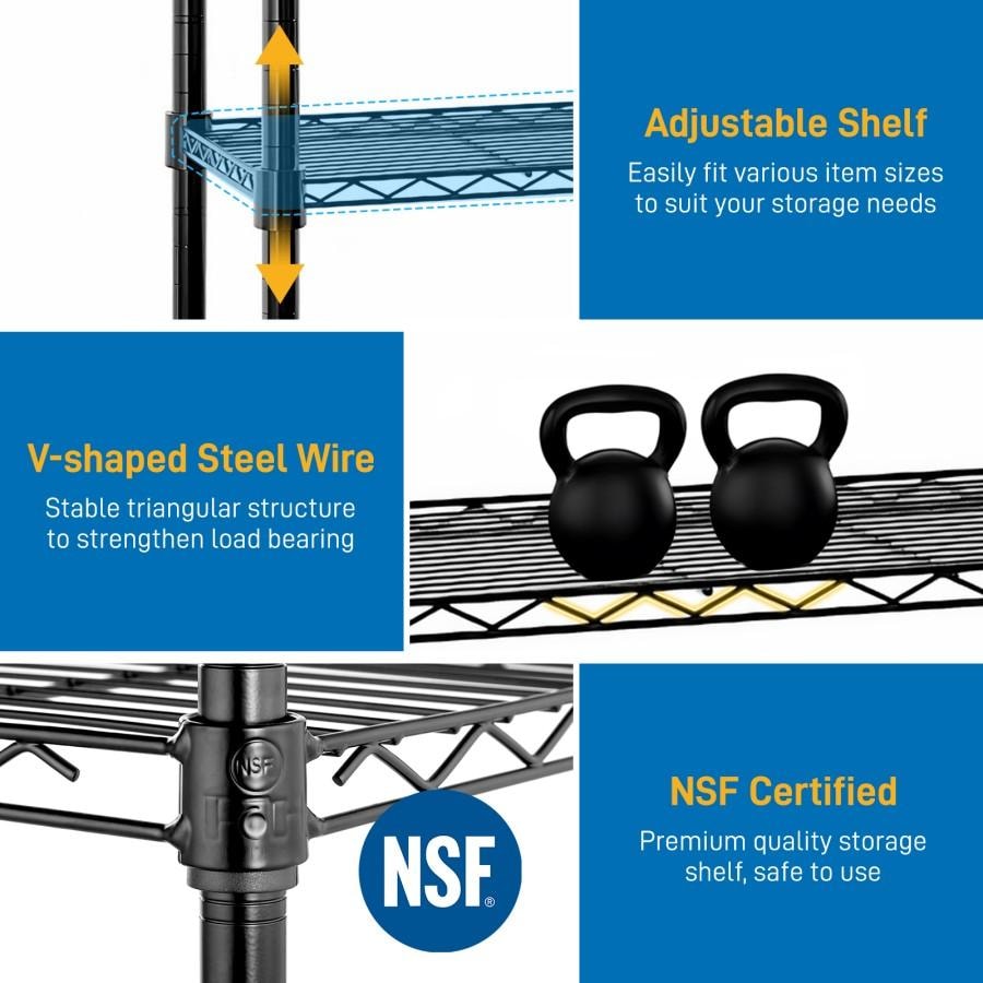 【美國現貨 本土直郵】 美國 法提娜 四層-金屬置物架 不帶輪 黑色噴塑 塑膠塗層 開放設計 收納 廚房 黑色 1個【收納神器 租屋必備】