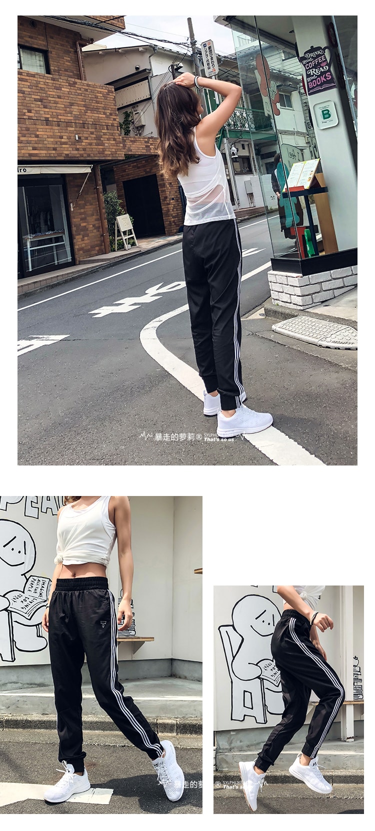 Sports Loose and Casual Striped pants For Running Train Outdoor/Grey#/S