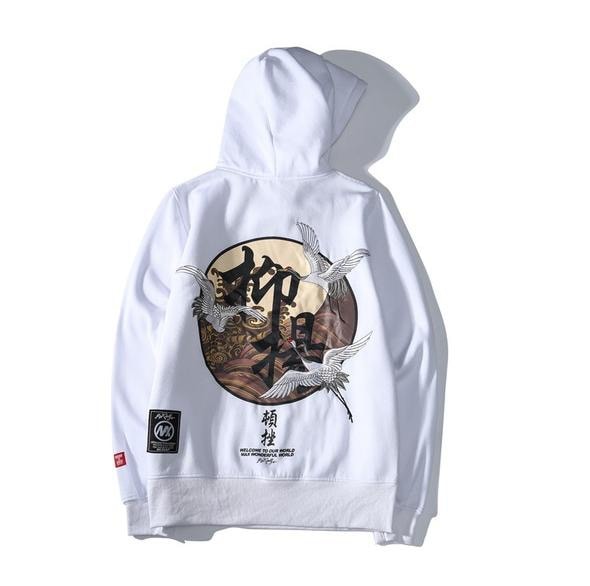 NIEPCE Flying Kanji Cranes Embroidery Hoodie White S 1 Piece