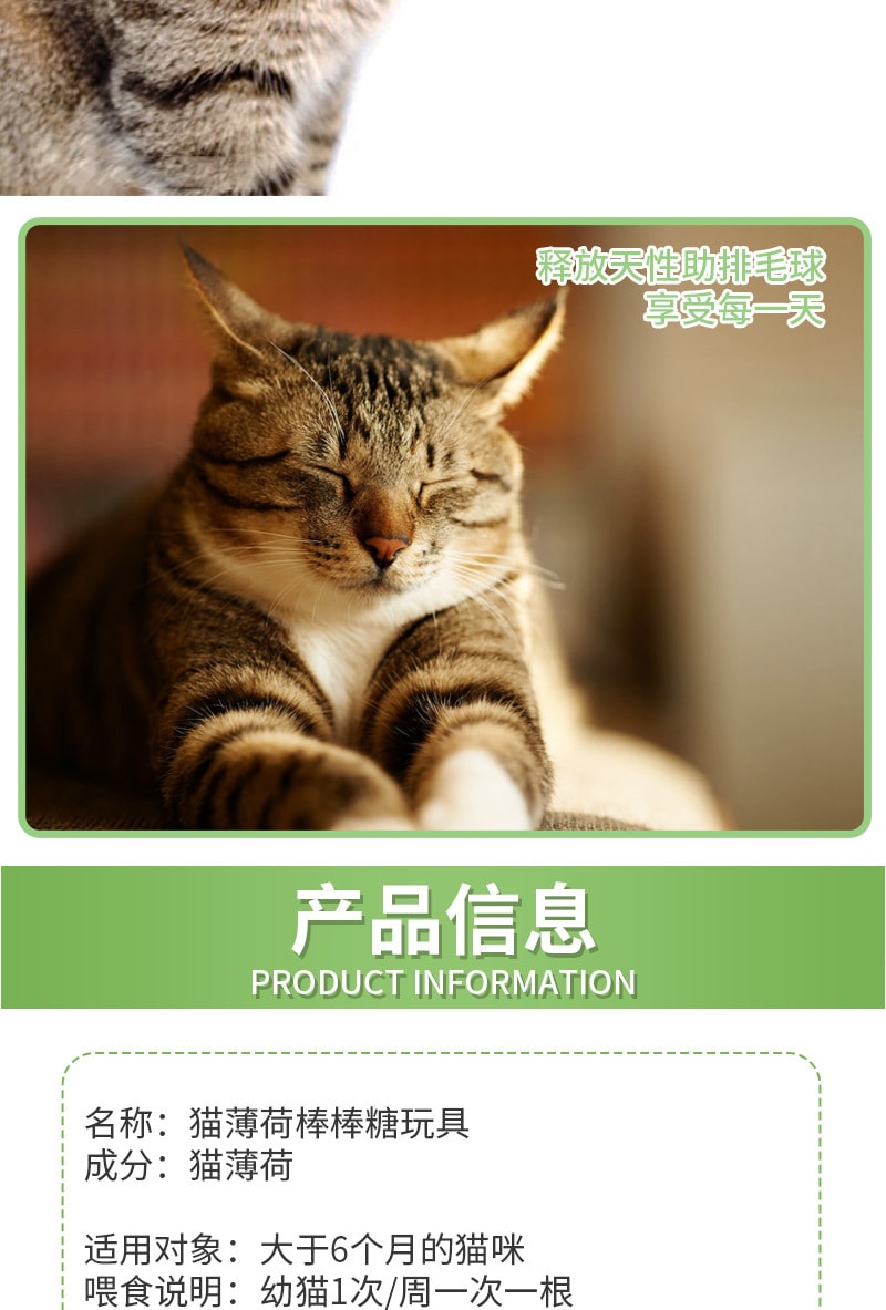 【中国直邮】尾大的喵 猫薄荷球 磨牙洁齿宠物玩具 猫薄荷棒棒糖 2个装