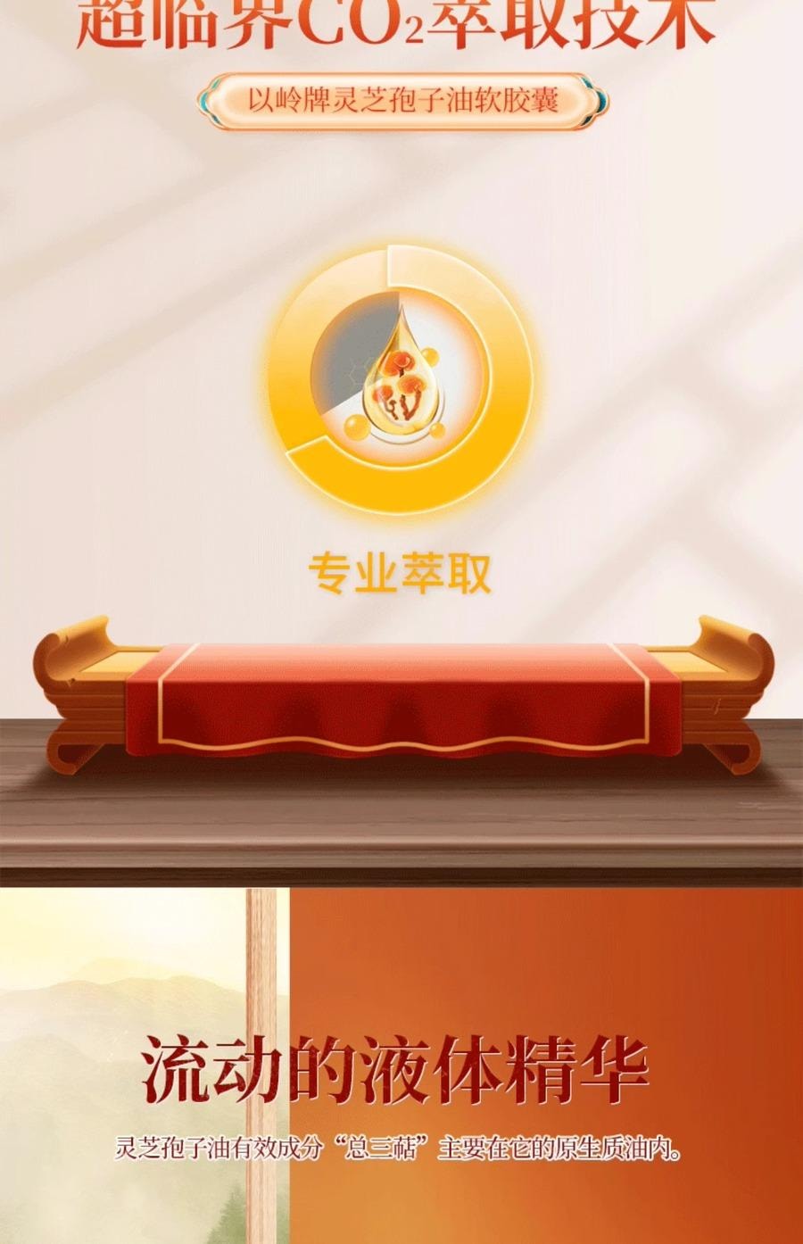 中国以岭 灵芝孢子油软胶囊 超高含量灵芝三萜 提高免疫力 改善体质 助睡眠 抗衰老 60粒/瓶