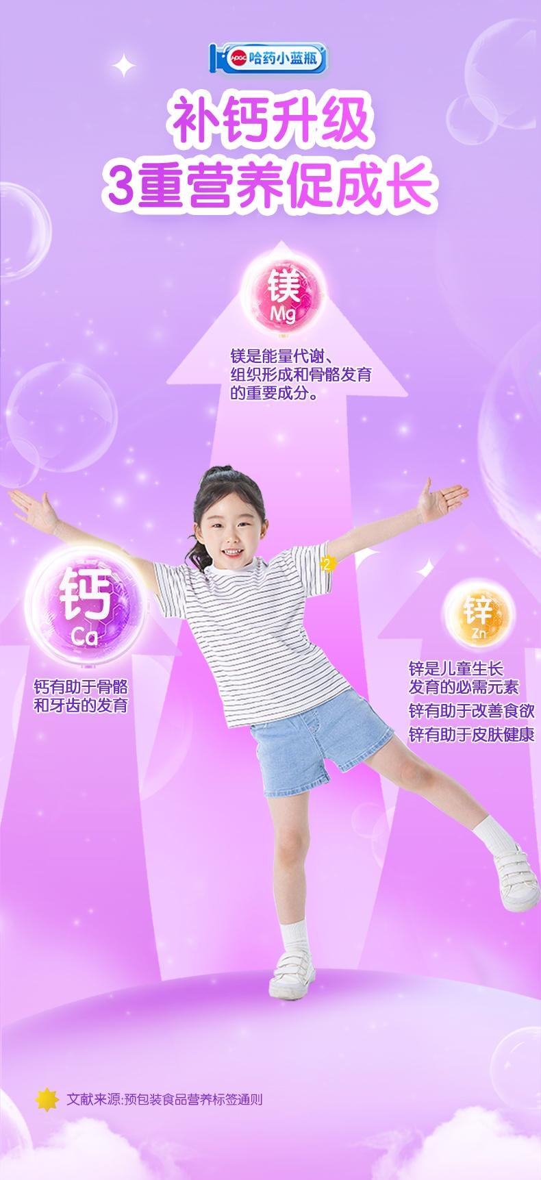 【中國直郵】 哈藥集團 鈣鎂鋅口服液 兒童三精藍瓶液態鈣補鈣鎂鋅 補鈣升級 3重營養促成長 10ml/支*30支/盒