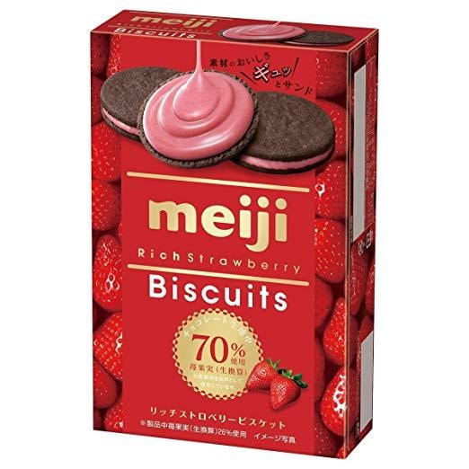 【日本直邮】日本MEIJI明治 浓厚草莓奶油夹心饼干 6枚装