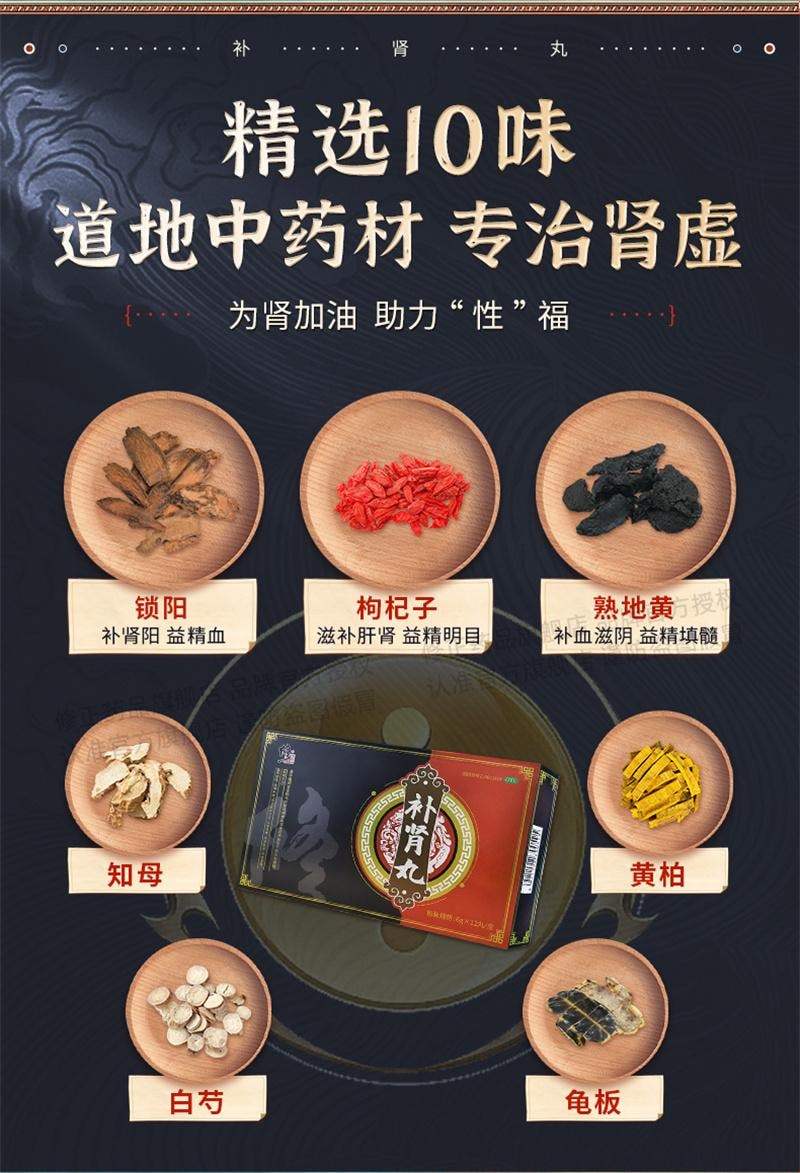 【中国直邮】 修正 补肾丸 补肾固精强肾阳痿早泄中补肾药壮阳6g*12丸/盒