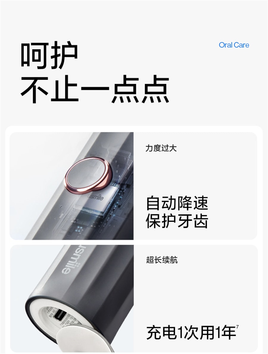 【中国直邮】usmile  情人节礼物电动牙刷男女成人声波全自动情侣款罗马柱礼盒装  雾蓝