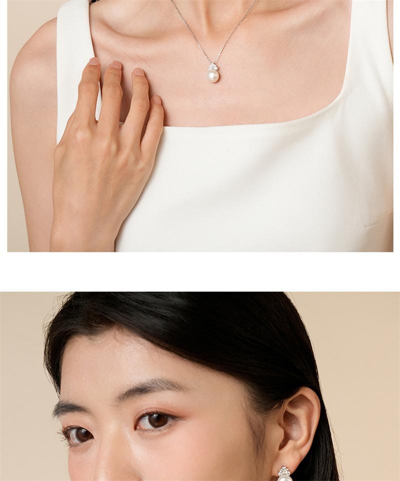 【中国直邮】 周大生 兰花项链强光泽珍珠吊坠女通勤百搭  银色 1条装