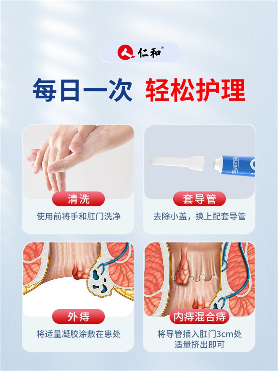 【中國直郵】仁和 痔瘡膏消肉球消痔凝膠肛門搔癢殼聚醣冷敷肛裂癒合膏 20g/支