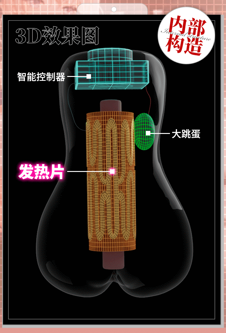 【中国直邮】YUU 热热子二代名器-800g 男用自慰真阴加热倒模 成人情趣用品