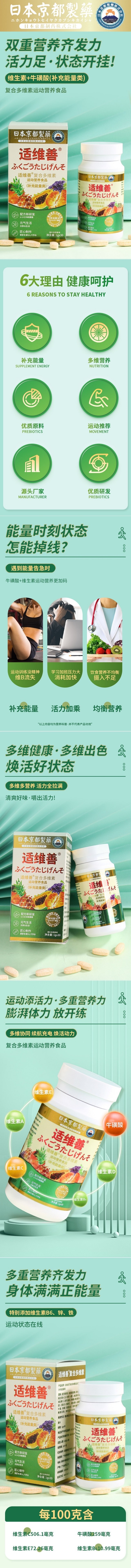 【中国直邮】日本京都制药 适维善复合多维素 3瓶(90粒) 维生素牛磺酸运动营养食品