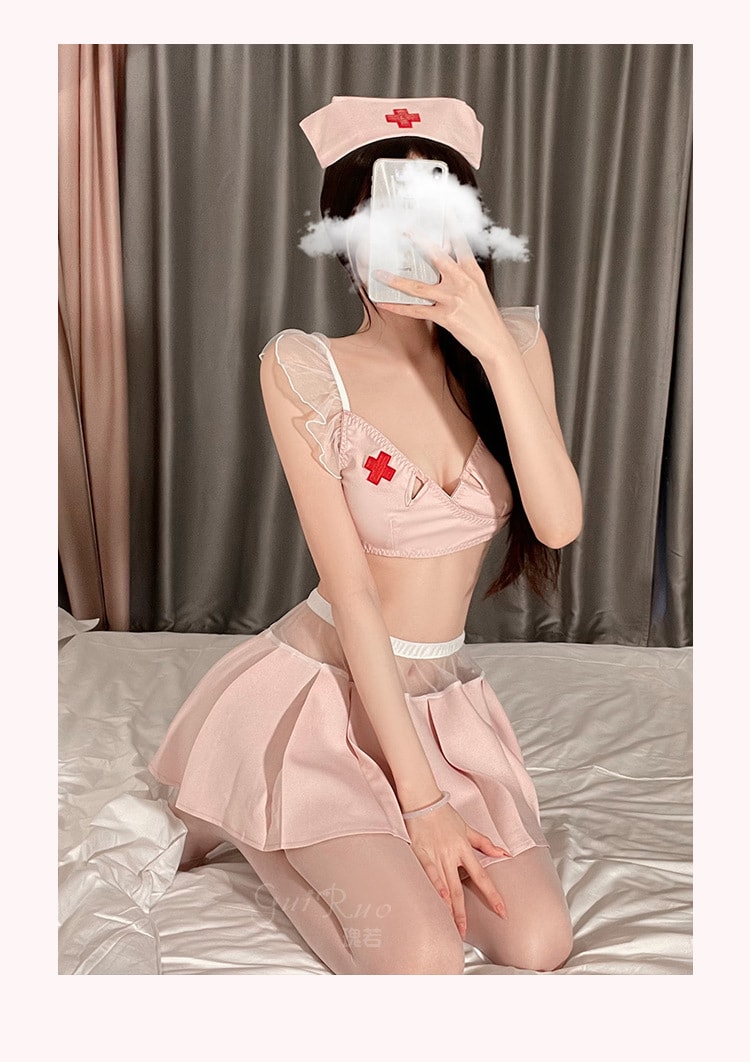 【中國直郵】瑰若 情趣內衣 性感護士裝 角色扮演制服騷套裝 均碼 藕粉色
