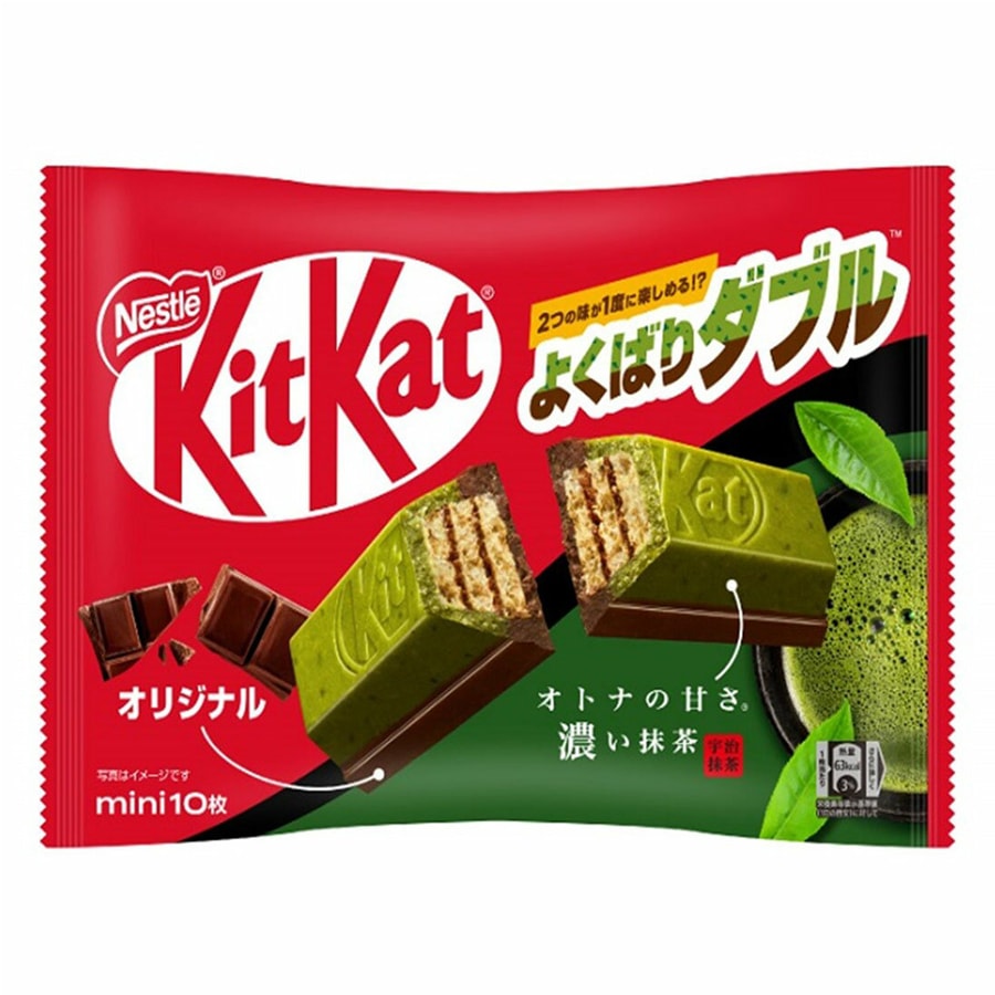 日本NESTLE雀巢 KITKAT 迷你 夹心威化巧克力 50周年限定  浓厚抹茶和原味 双重巧克力10枚入