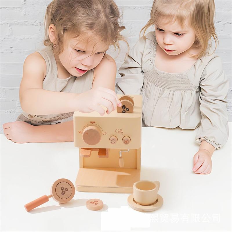 【中國直郵】 FOXTAIL 兒童過家家木質玩具 益智 親子 多功能 寶寶 仿真餐廚套裝 環保-咖啡機 1套*|預計到達時間3-4週