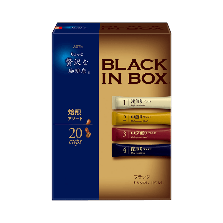 【日本直郵】AGF Black In Box 4種烘焙口味即溶黑咖啡 2gx20條