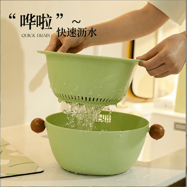 中國可卡布精選可愛圓形純色家用洗菜水果收納瀝水籃水果收納籃#紫色 1件入