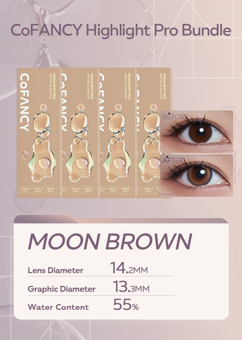 CoFANCY Highlight Pro Collection Daily Colored Contacts Bundle (4boxes/pack)#Moon Brown 0