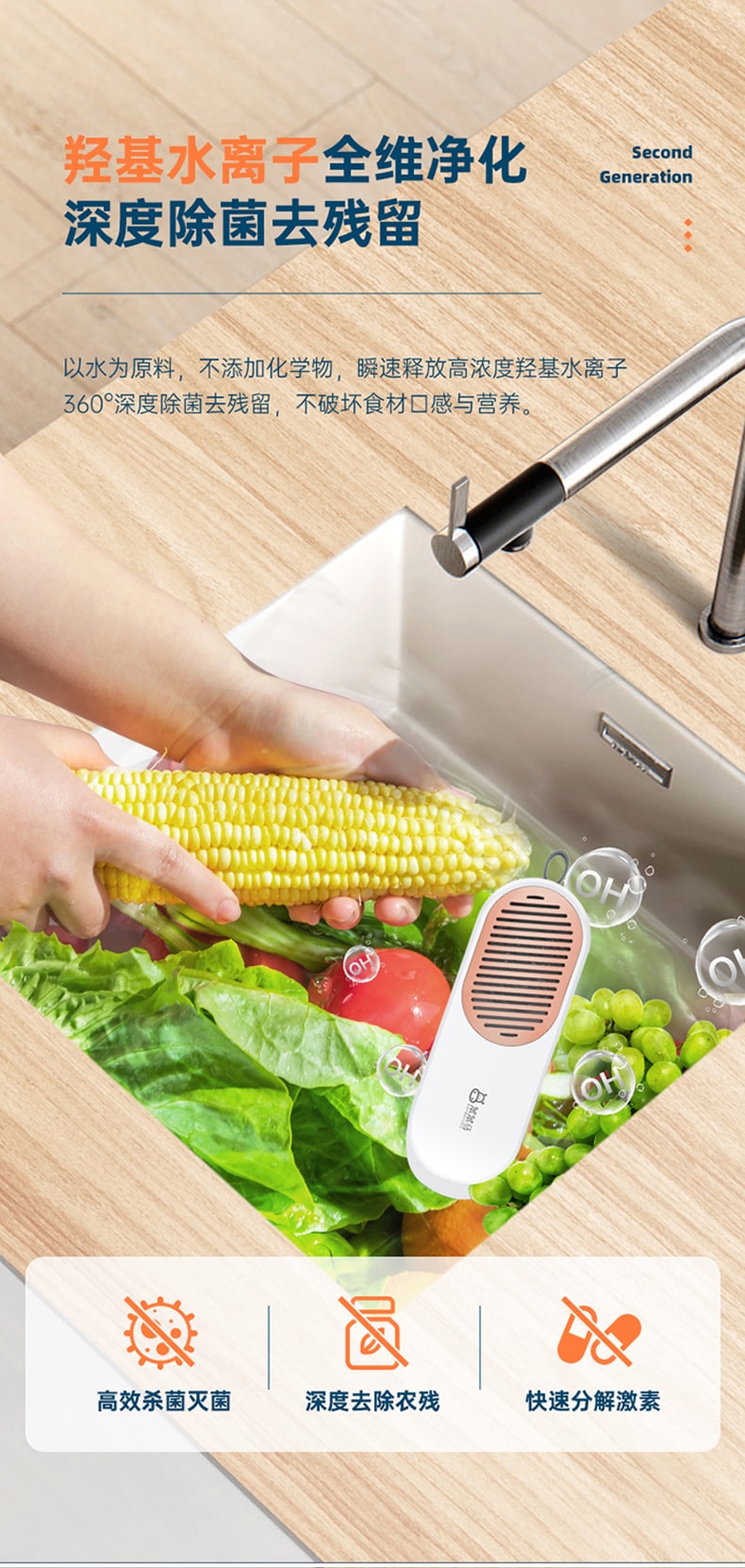 【健康環保生活必備】BenBenMa膠囊二代無線便攜蔬果清洗機 白色 1件