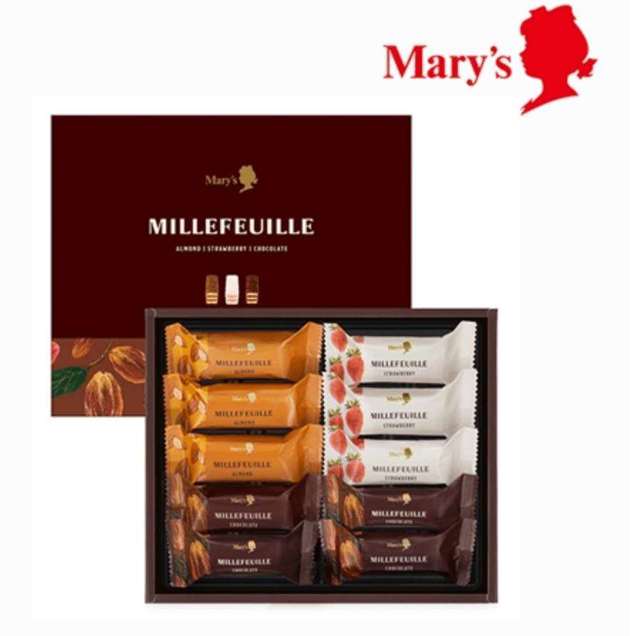 【日本直邮】MARY'S 巧克力千层酥拿破仑威化奶油零食3种口味10枚入