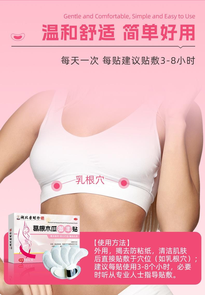 【中国直邮】 湖北李时珍 李时珍葛根木瓜美胸贴10贴/盒 女性胸部形状问题日常不适胸贴