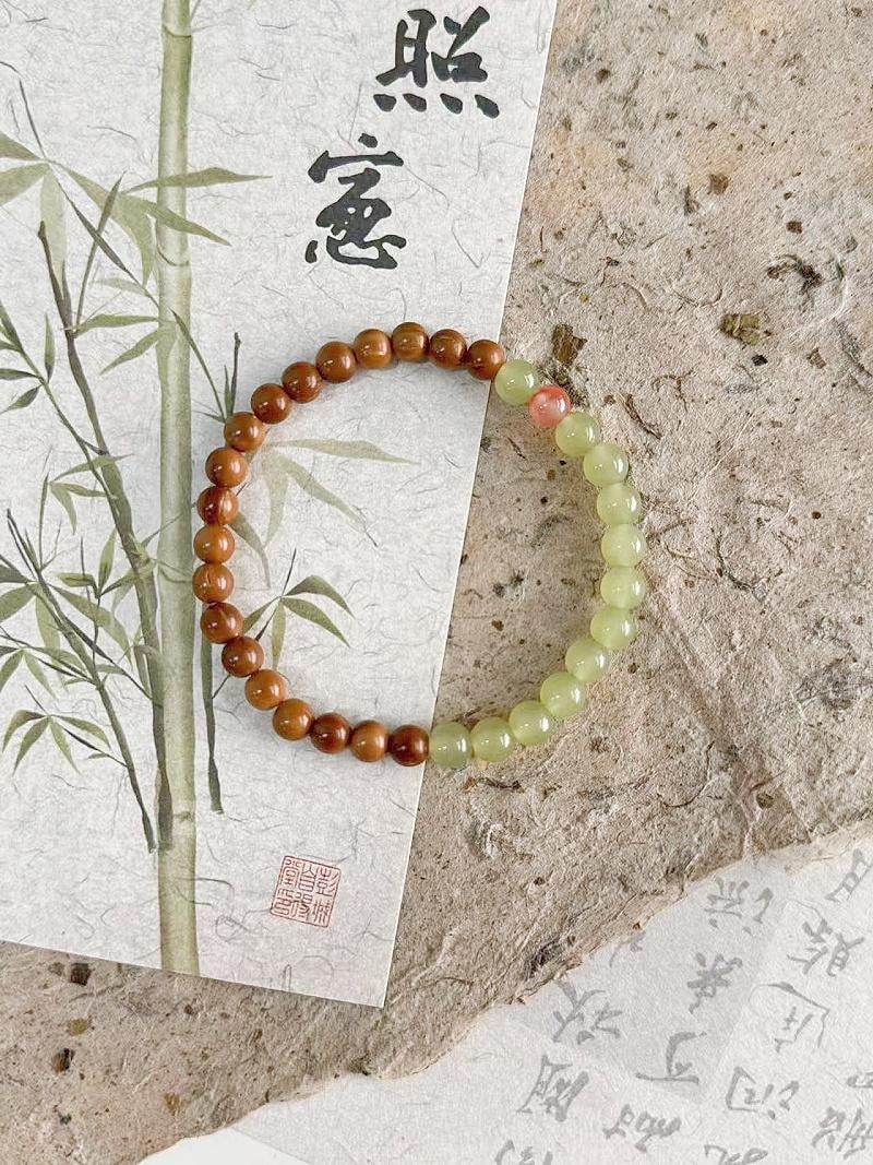 【富贵吉祥】新疆库克和田玉手串6mm | 天然碧玉圆珠 | 招财平安手链 新年圣诞生日送礼佳选