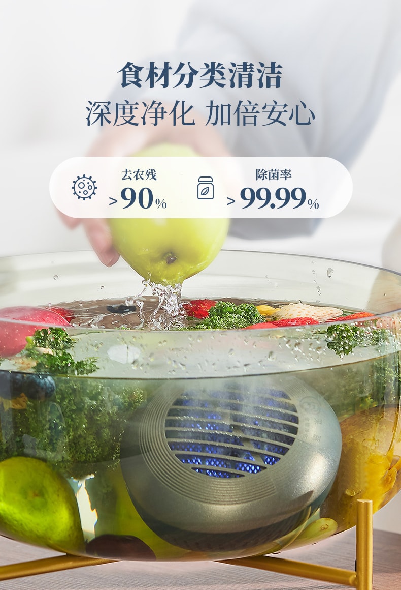 【中国直邮】东菱  分类果蔬净化器食材清洗机便携无线   钛金灰