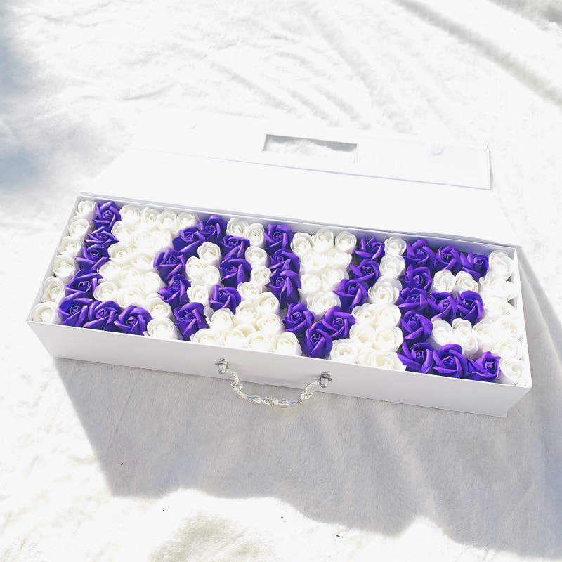 Love Of My Life purple white Soap flower