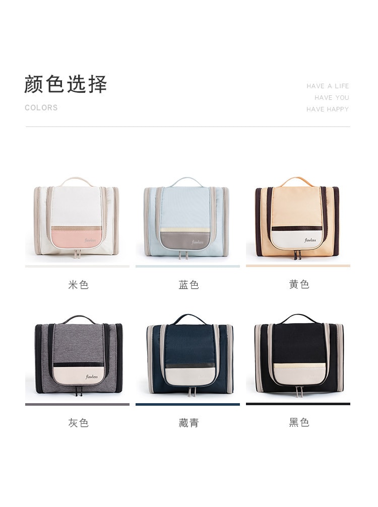 【中国直邮】双开化妆包 大容量 多格收纳包 灰色 1个