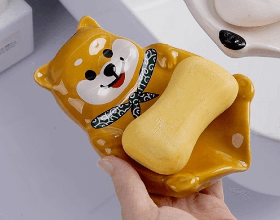 【中国直邮】FOXTAIL 柴犬陶瓷肥皂盒 创意卡通家用皂碟 卫生间香皂收纳  1个丨*预计到达时间3-4周
