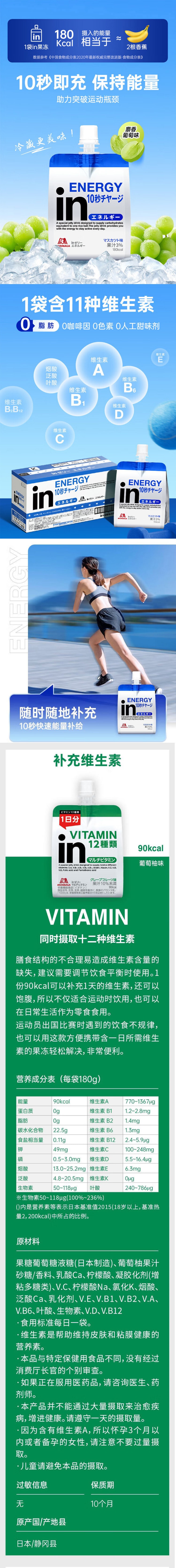 【日本直邮】MORINAGA森永制菓 维他命in能量果冻葡萄柚味180g