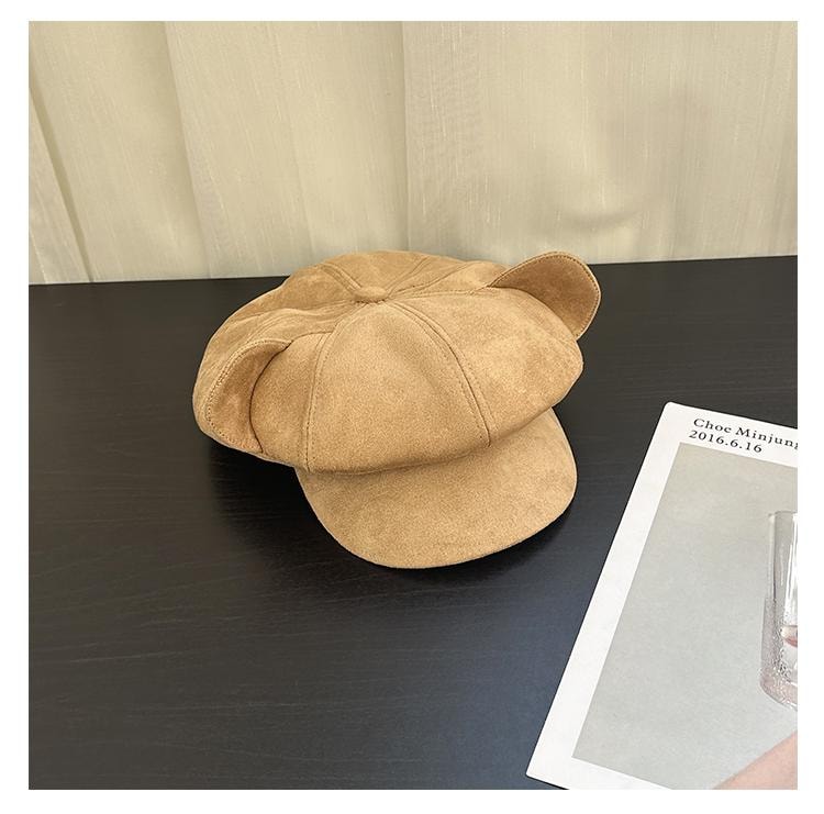  FOXTAIL 小熊耳朵麂皮貝雷帽 氣質 休閒 百搭 春秋冬 寬簷 防曬 保暖 防風 遮陽 1個