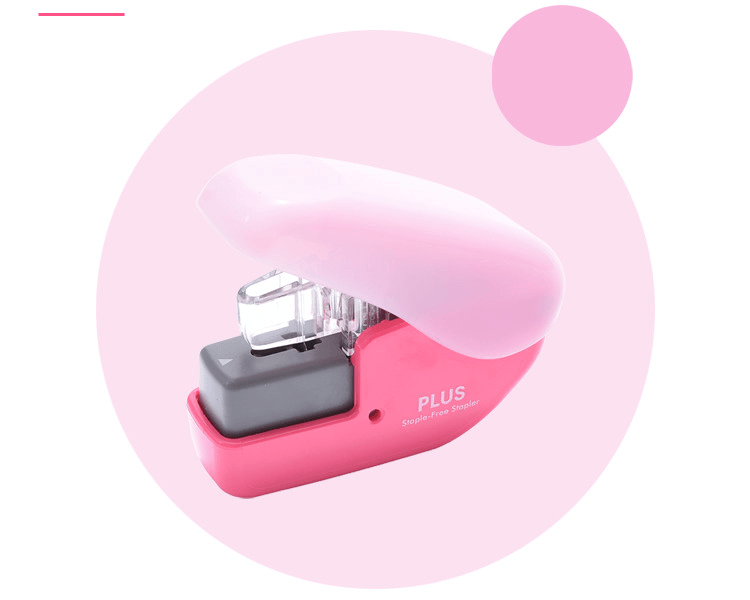 PLUS 普樂士文具||便攜無針訂書機||SL-104 粉紅色 1個
