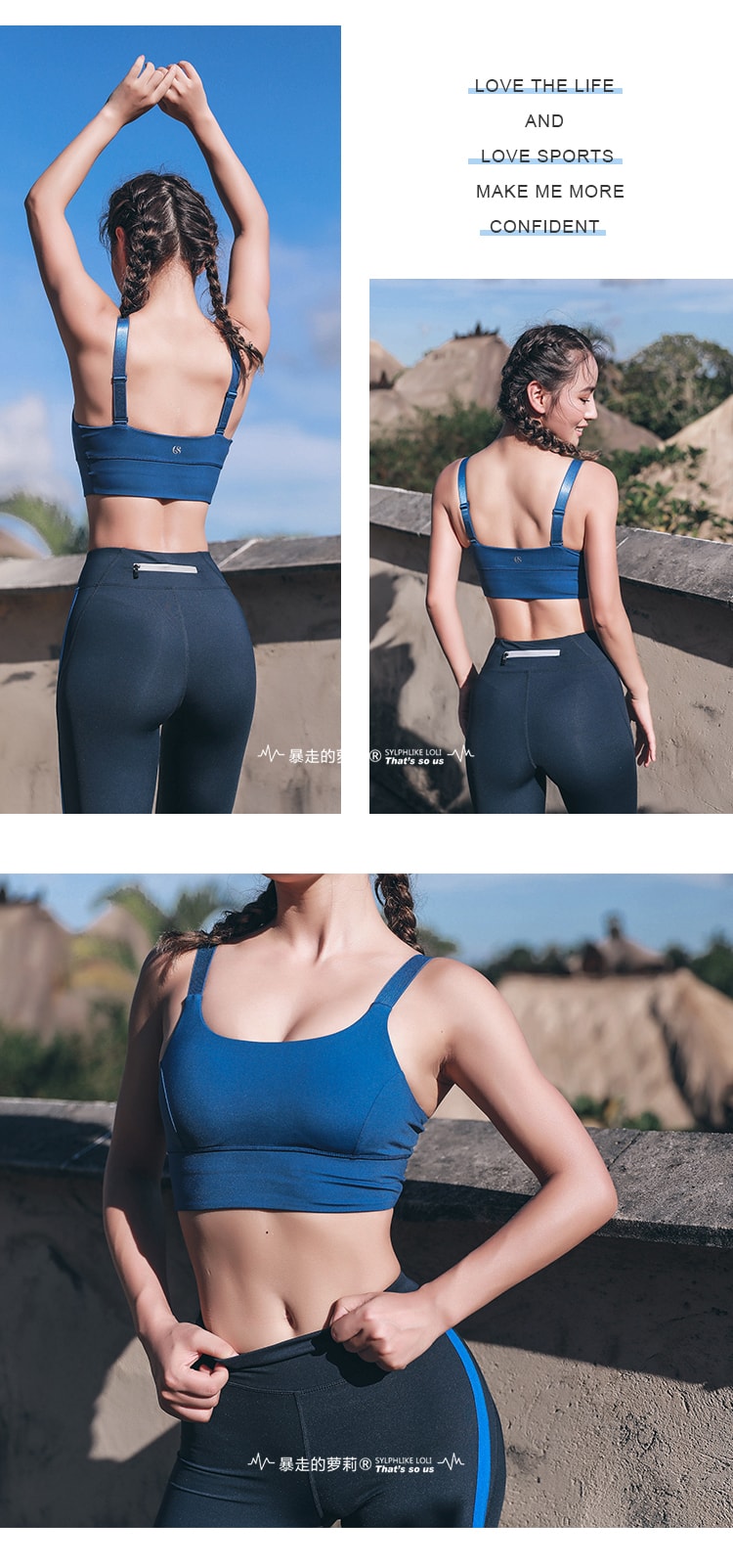 Sports Beautiful Back Bra  For Running Yoga Fitness/Blue#/XS
