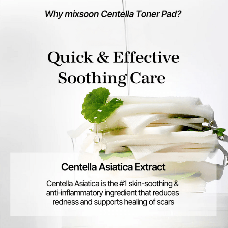 韩国 Mixsoon Centella Asiatica爽肤棉片 – 含Centella提取物的舒缓保湿棉片打造玻璃肌 (120片)