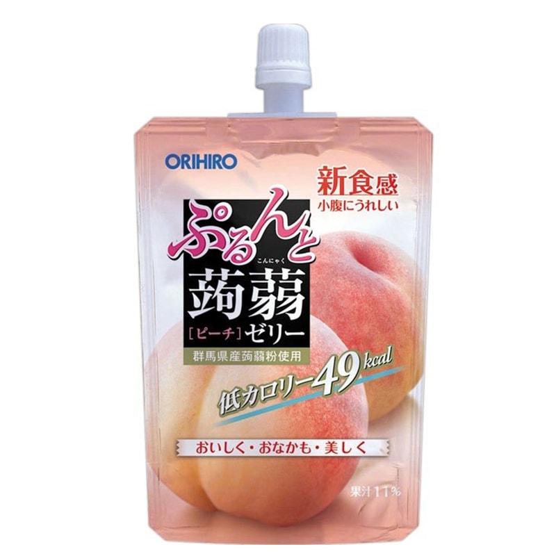 【日本直邮】日本ORIHIRO 夏季早餐首选 低卡蒟蒻果冻 可以吸的果冻 白桃味 1支装